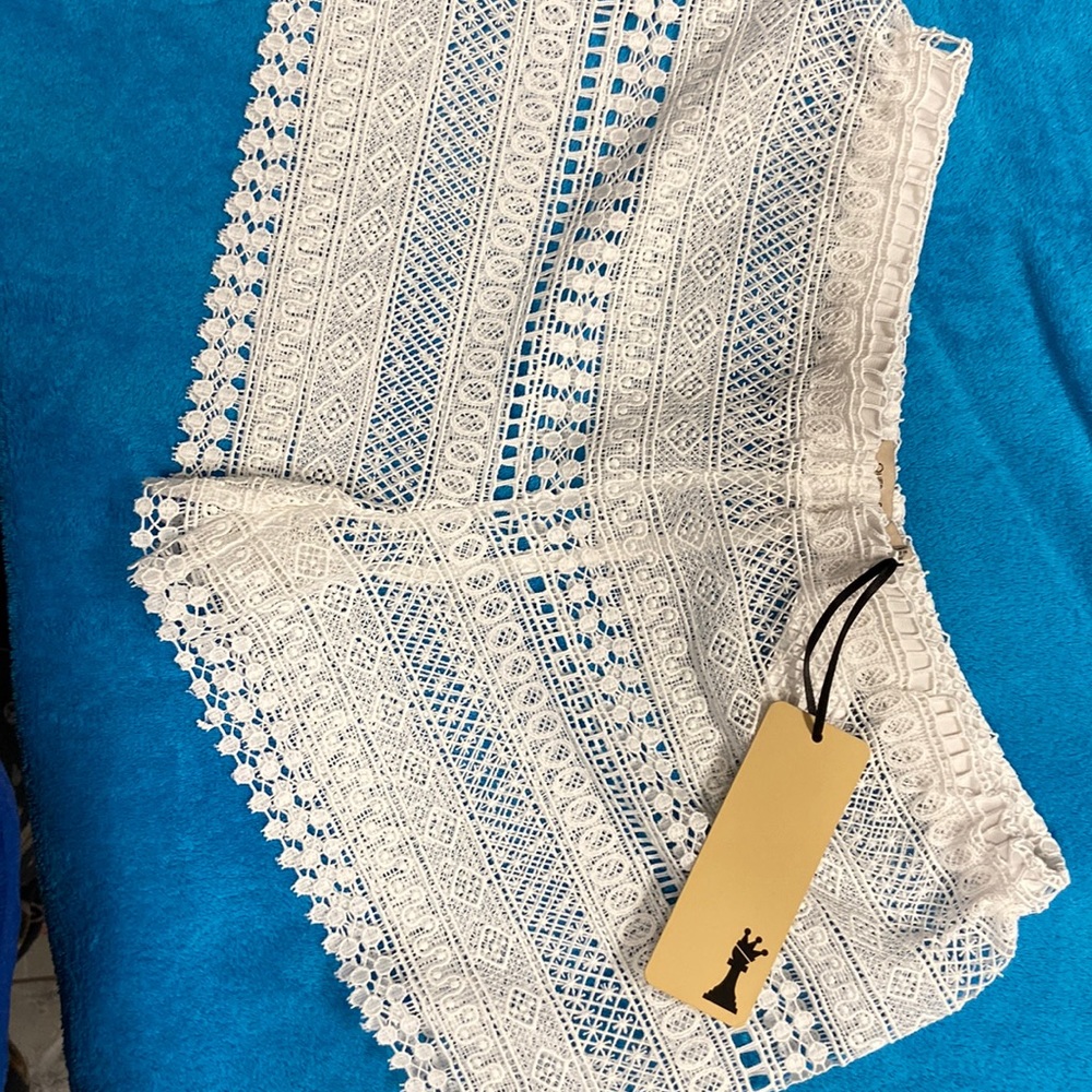 Queen & Pawn Marathi Lace Vintage-dyed Beach Shorts.